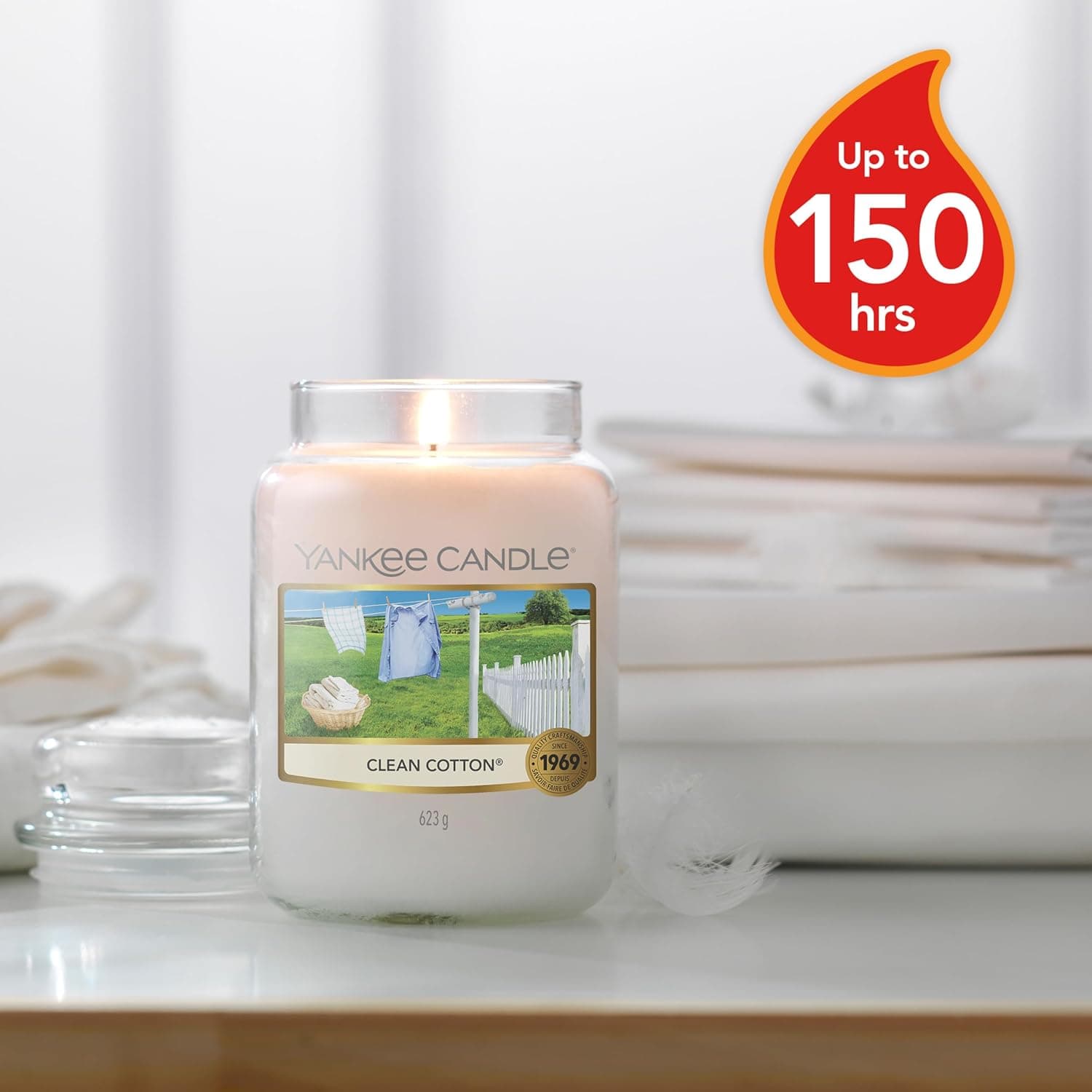 Yankee Candle Large Jar Scented Candle - Clean Cotton - view 2 - unique gift idea