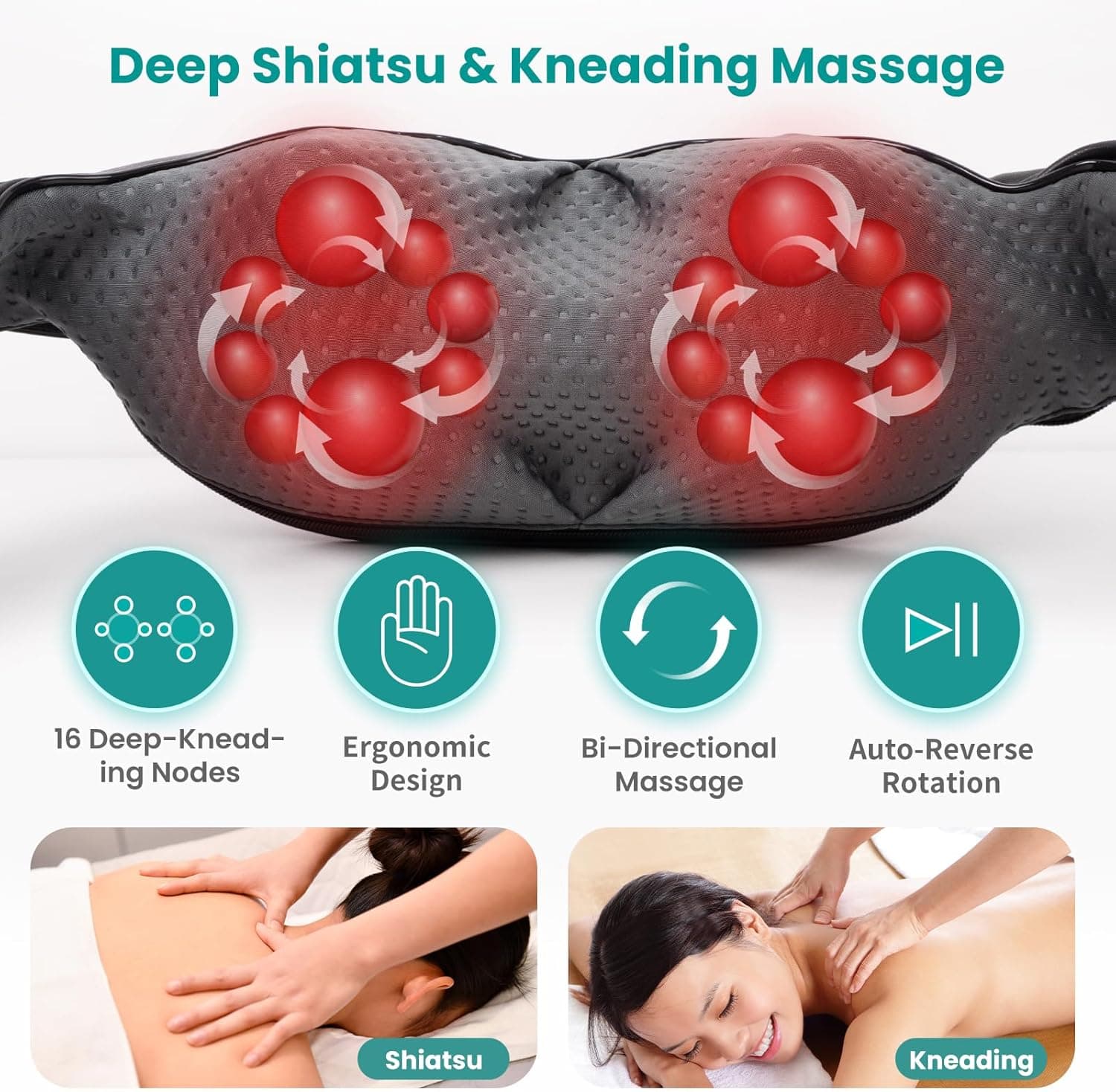 Electric Shiatsu Neck and Shoulder Massager with Heat - view 2 - unique gift idea