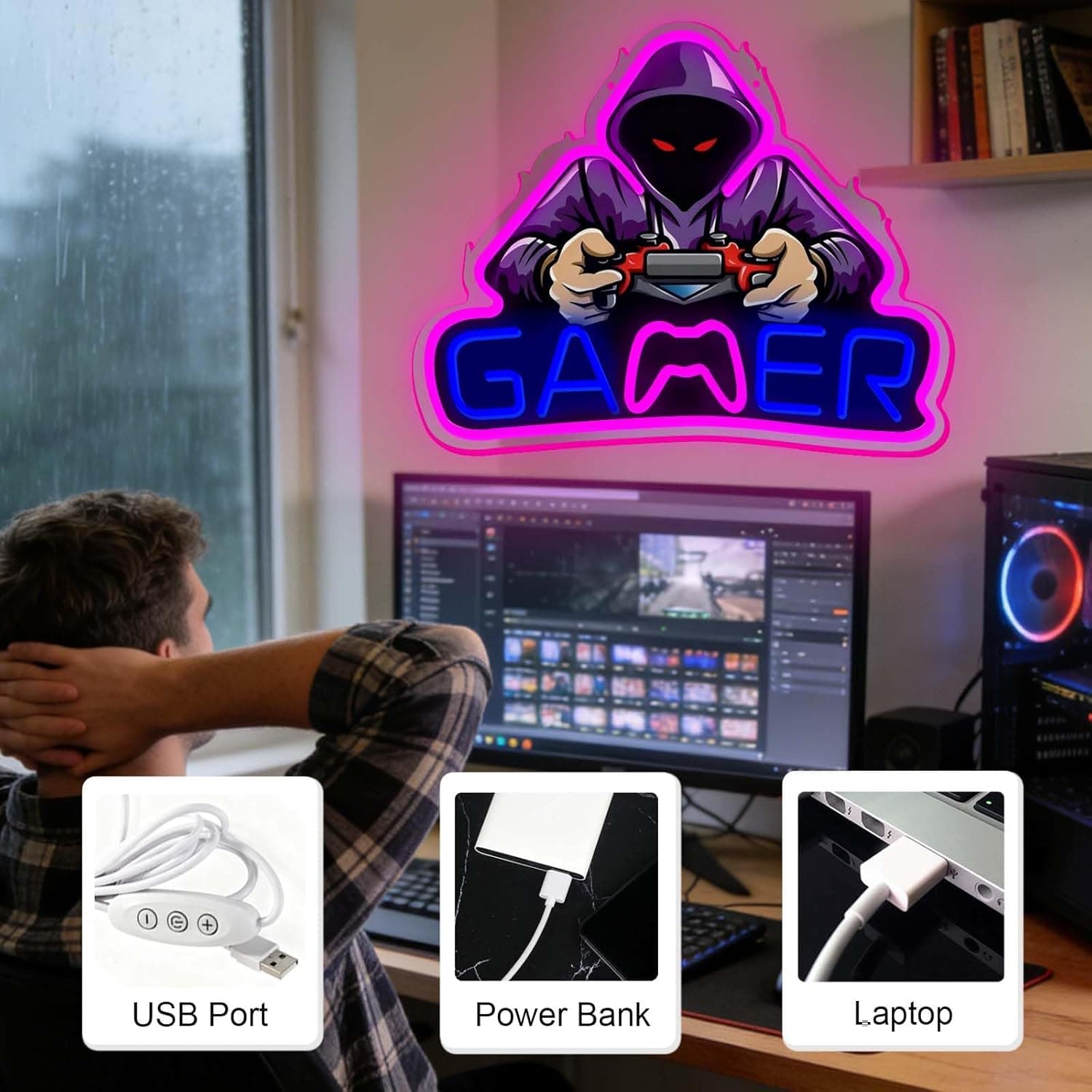 Game Neon Light for Gamer Room - slide 3 - unique gift idea