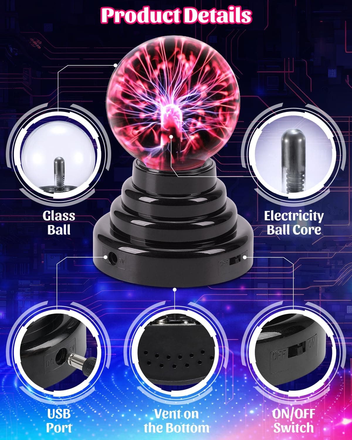 Theefun 3 Inch Plasma Ball Lamp - slide 3 - unique gift idea
